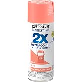 Rust-Oleum Painter's Touch 2X Ultra Cover Spray Paint, Gloss Coral | Indoor and Outdoor Surfaces (Metal, Wood, Plastic), Fast Dry, Durable, Sprays from Any Angle, Comfort Tip, Oil Based