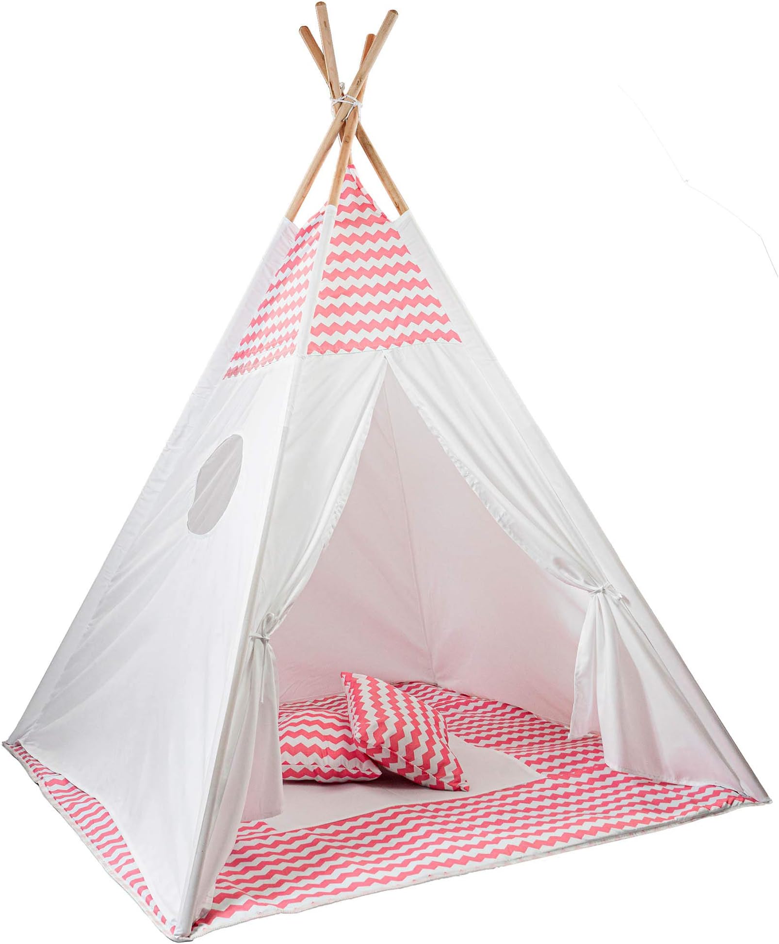 Skojig Teepee Tent For Kids With Floor & Pillows - 160x120x120 Indoor & Outdoor Playhouse For Girls & Boys | Foldable Childrens Play Tent With Carry Case