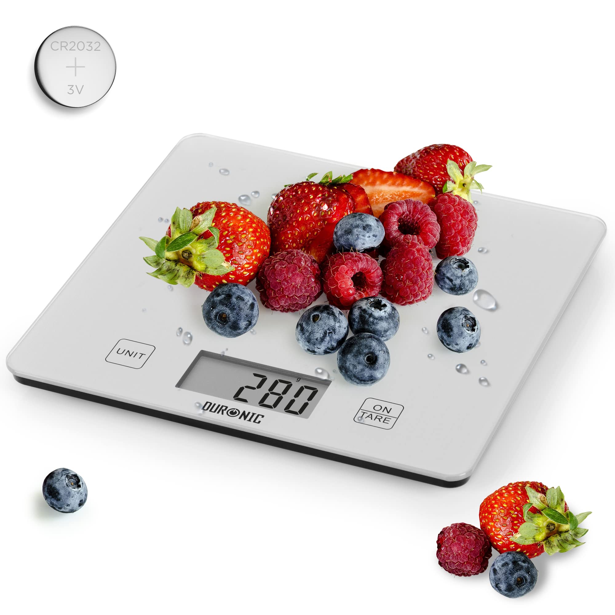 Duronic Digital Kitchen Scales KS1080 Digital Cooking Scales, Food Weighing Balance, Postal Scale, Electronic Weighing Scale for Kitchen, Baking Scale for Cooking, Pet Food, School, Office