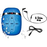 Sewobye Waterproof MP3 Player for Swimming, Underwater Headphones with Short Cord, MP3 Waterproof Swimming Underwater 3 Meter, Shuffle Feature