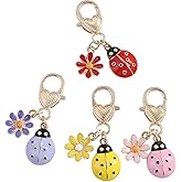 Roioiow 4Pcs Seven-Spotted Ladybug Keychain – Fun & Stylish Bag Charm,Pendant Jewelry for Women, Gift for Birthdays, Graduation