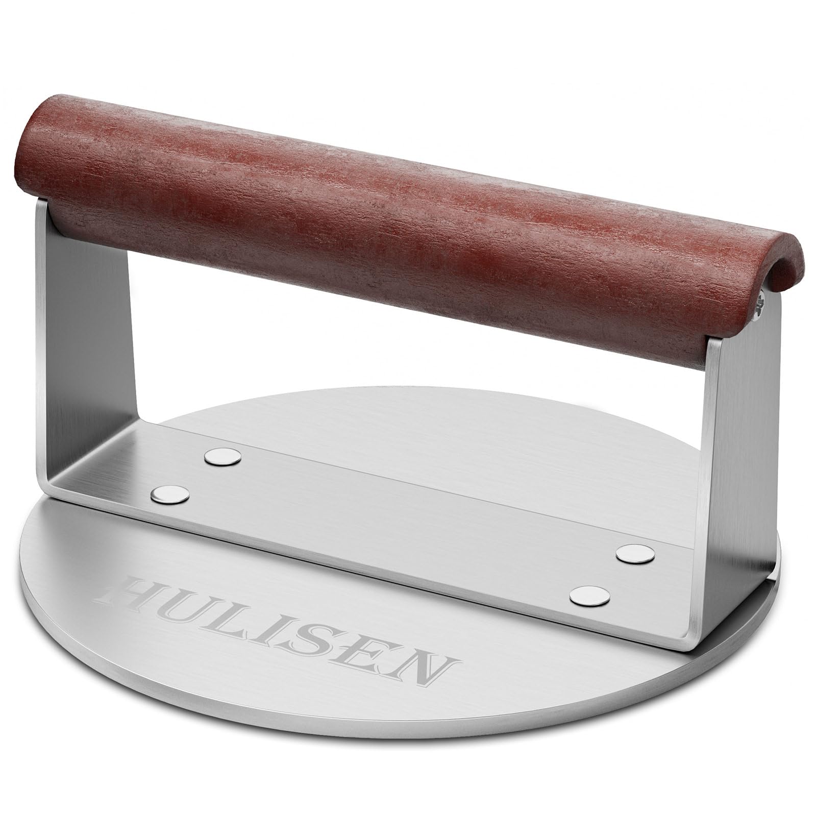 HULISEN Stainless Steel Burger Press, Heavy Weight Smashed Burger Press, Grill Press with Heat Resistant Wood Handle, 6 Inch Burger Smasher, Barbecue Griddle Accessories for Bacon Hamburger Steak Meat โ image 1