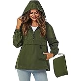 Avoogue Womens Rain Jacket with Hood,Pullover,Packable,Lightweight,Windbreaker,Waterproof,Breathable.