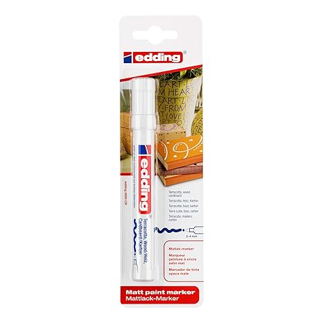 edding 4000 Matt-Lack-Marker - Weiß - 1er Blisterkarte - Für seidenmatte Gestaltungen, z.B. auf Terrakotta, Holz, Leinwand