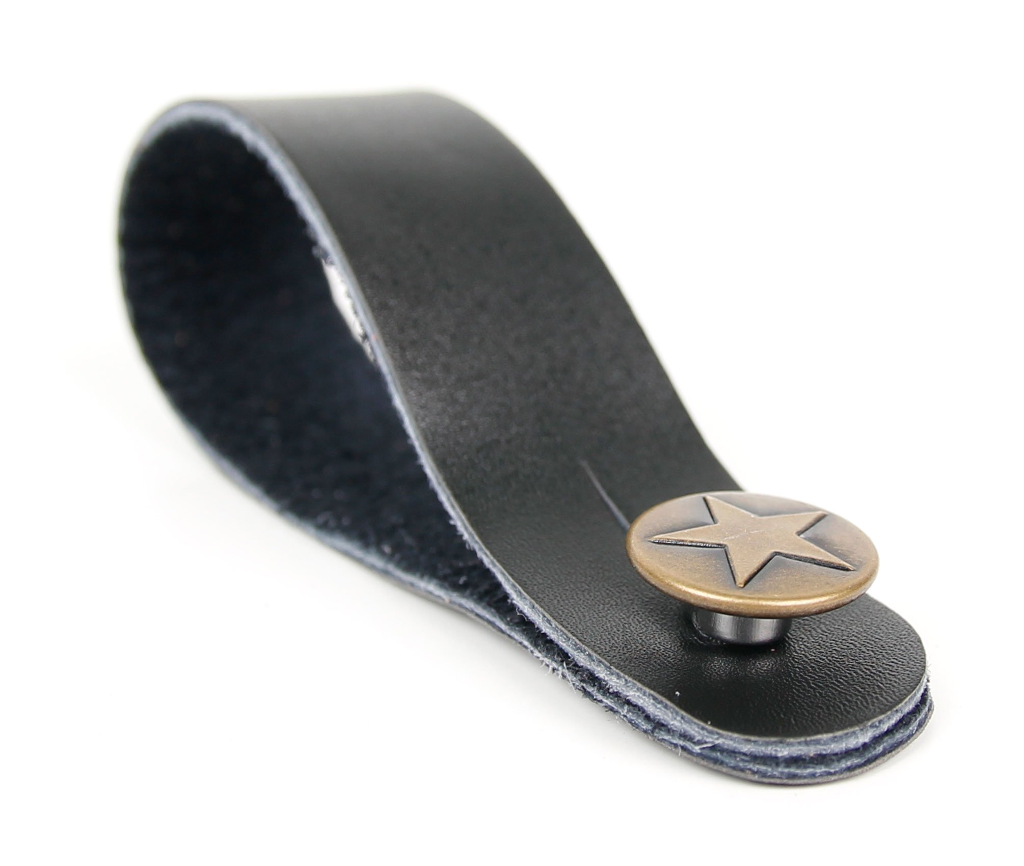 Bray Guitar Strap Hook Button In Black With Gold Star Pattern Pin For Any Acoustic, Electric, Bass And Classical Guitar Headstock