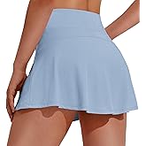 PINSPARK Tennis Skirts for Women Pleated Athletic Skort Lightweight Golf Skirts with Shorts Pocket Workout Pickleball