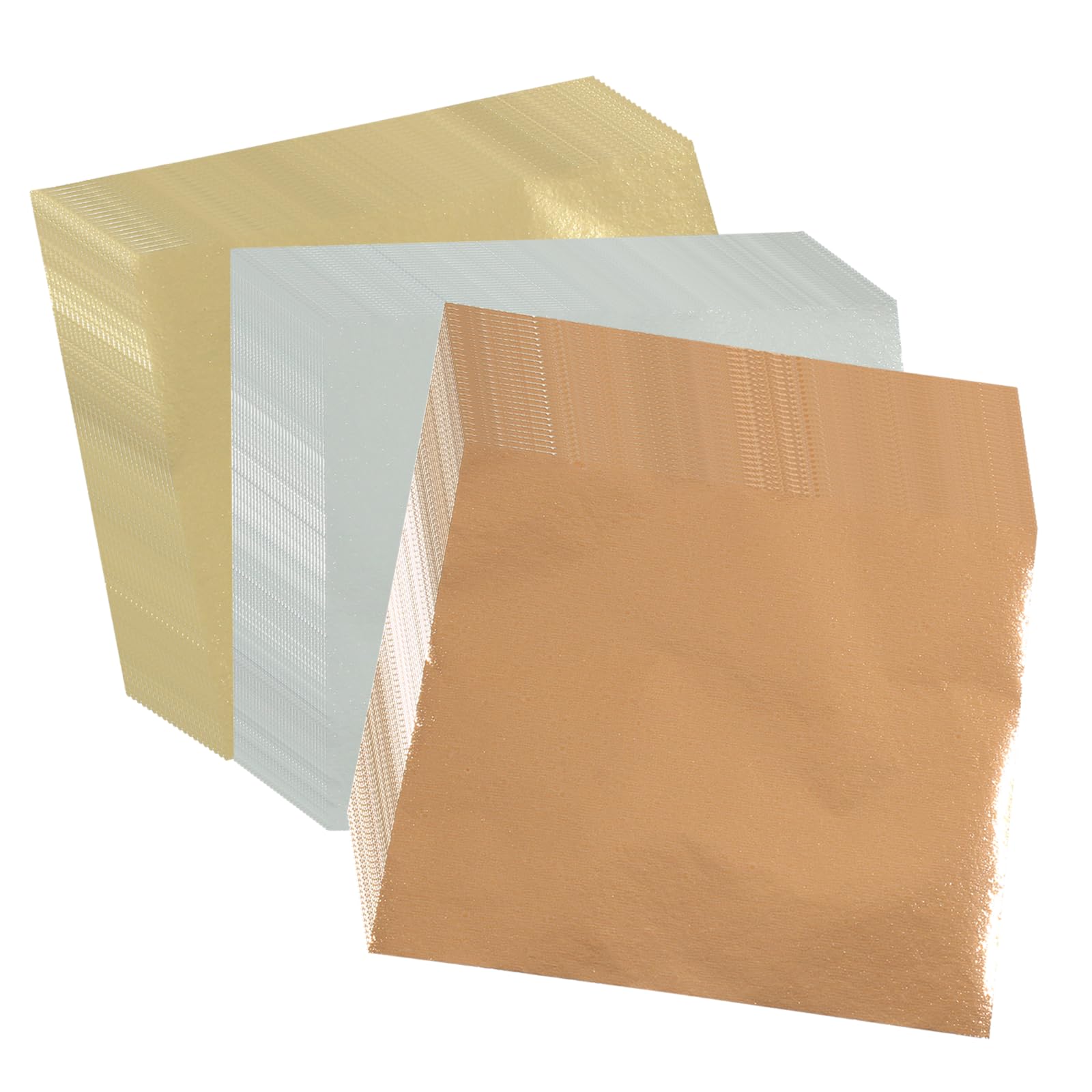 Piutouyar 200 Pcs Gold Leaf Sheets, Gold Foils Sheets Gold Leaf Set Imitation Rose Silver Gold Leaf Paper for Paint Jewelry Furniture DIY Arts Decoration(3.15×3.35 inches, 3 Colors)