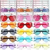 Zonon 24 Pcs Valentines Day Gift Heart Sunglasses Shaped Rimless Sunglasses Kids with Cards Gift for Kids Boy Girl Classroom Exchange Party Favor Valentine's Day Party