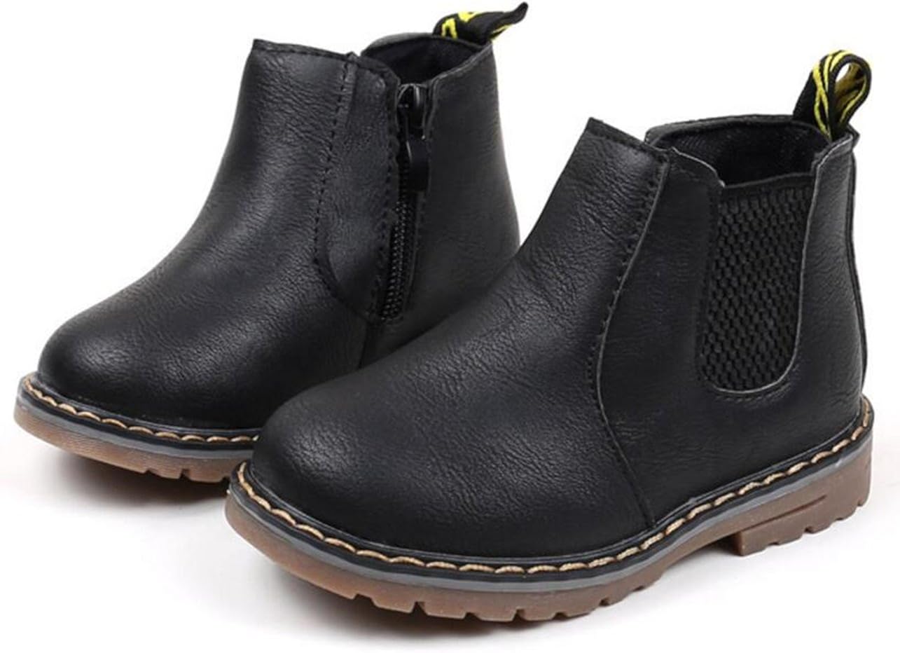  | DADAWEN Boy's Girl's Waterproof Side Zipper Short Ankle Winter Snow Boots | Snow Boots