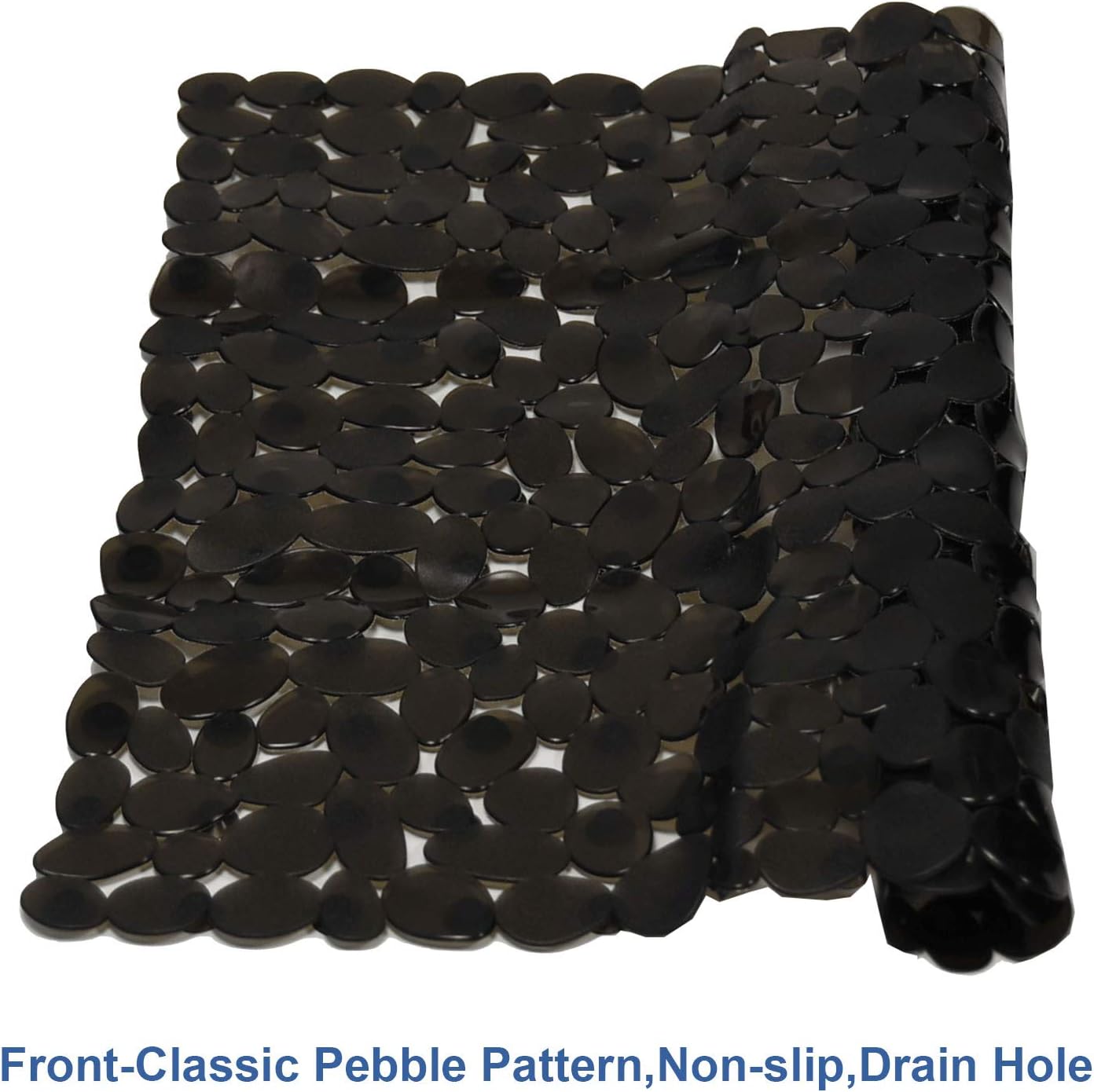 Bathsafe Anti-slip Square Pebbles Shower Mat Extra Large Anti-Bacterial Safety Bath Mat Suction Mat for Shower or Tub,Non-slip Bathtub Mat,54x54CM,Black - Image 5