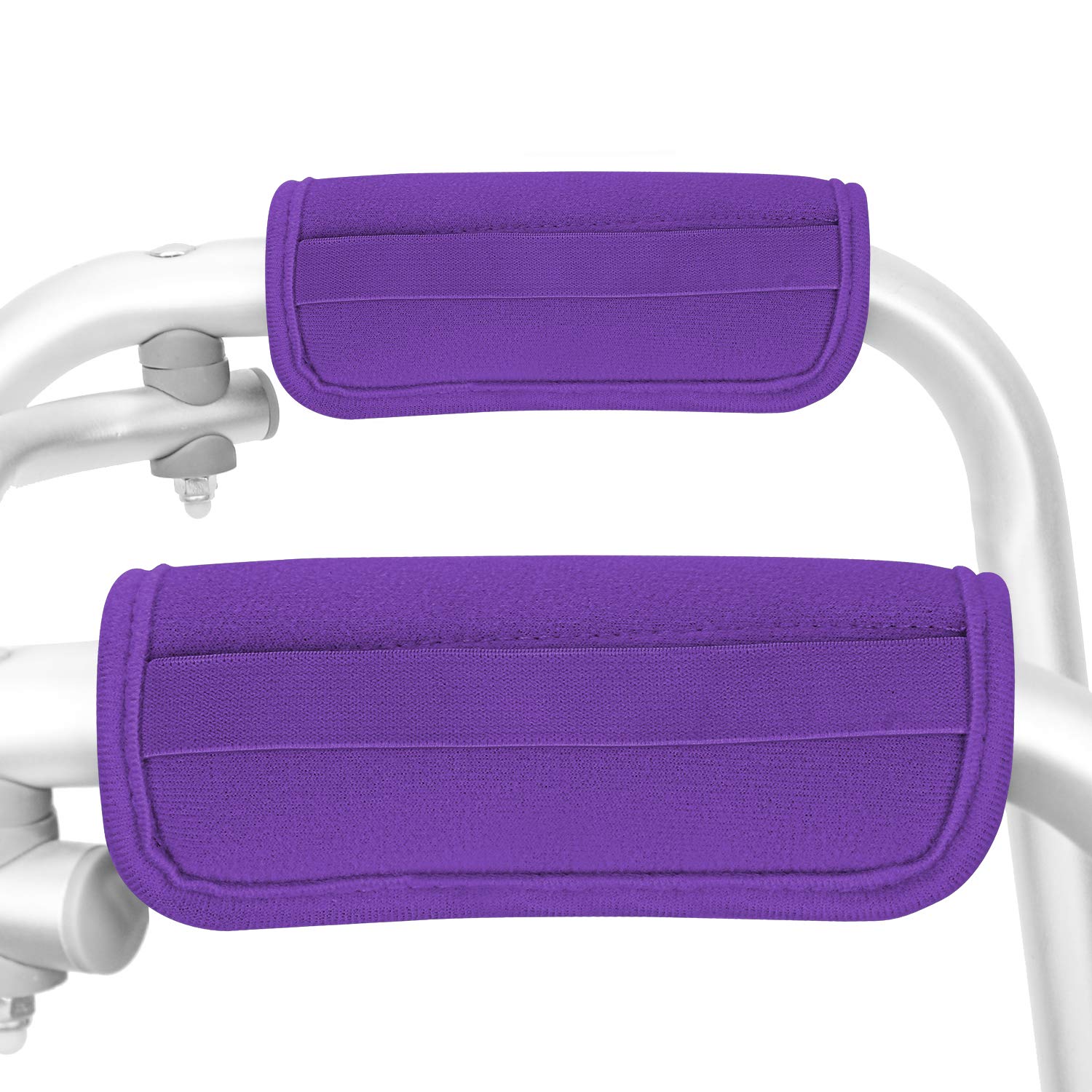 Padded Walker Hand Grips 2 Pack Wheelchair Handle Grips Covers with Strap Soft Foam Padding Adjustable Non-Slip Breathable for Senior Elderly Rollator Crutches Luggage (Purple)