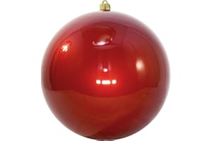 Christmas By Krebs 12" (300mm) Candy Red [1 Piece] Extra Large Solid Oversized Huge Big Outdoor Plastic, UV Ball Ornament Hanging Tree Decorations