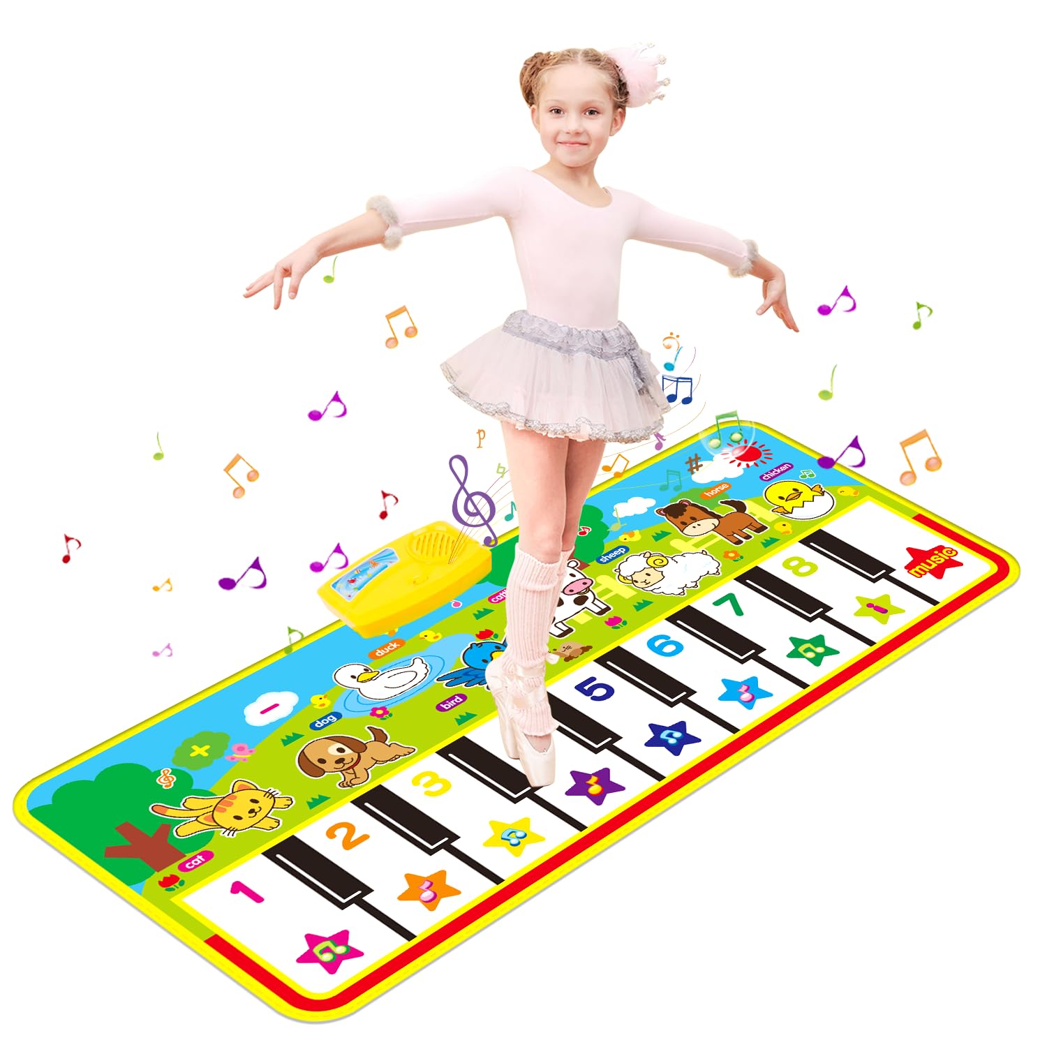 m zimoon Piano Mat, Kids Large Music Mat Children’s Touch Play Musical Carpet Piano Floor Mat Dance Mat Gifts Toys for 2 3 4 5 6 7 8 Years Old Kids Boys Girls Toddlers(135 × 58 cm)
