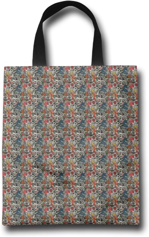 KOI FISH FROM JAPAN Reusable Shopping Grocery Bag Lightweight Polyester Foldable Beach Travel Tote