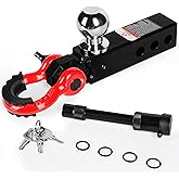 TITANMIGHT Trailer Hitch Ball Mount, Tow Shackle, Heavy Duty Solid Shank 33,000LBs Break Limit, Key Lock Pin (New Updated Model), Fits 2 Inch Receiver (Black)