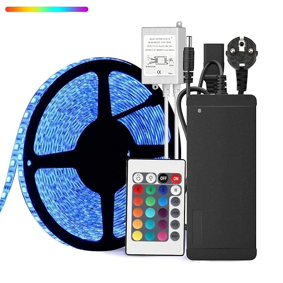 EPBOWPT 10M 32.8ft 60Leds/M Led Strip RGB 5050 SMD 600 LED Streifen Licht Lichtband IP65 Wasserdicht mit 24 Tasten Controller