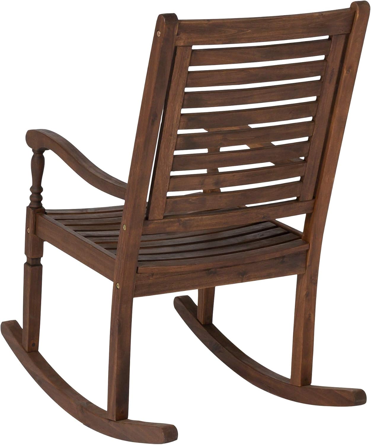 Walker Edison Montego Traditional Acacia Wood Slat Back Patio Rocking Chair, 42 Inch, Dark Brown: Garden & Outdoor