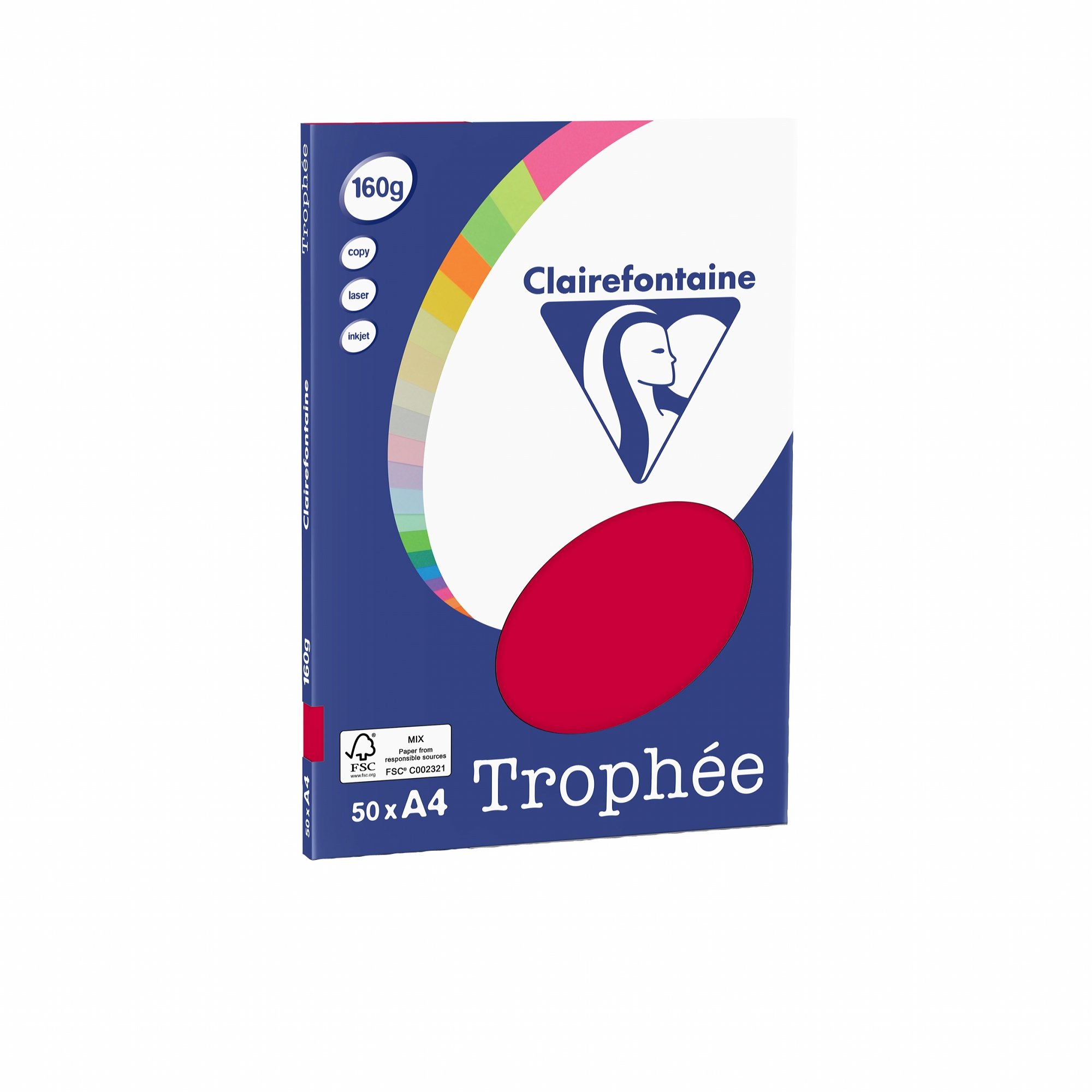 Clairefontaine 4162C PPP Paper DIN A4 160 g/m² 50 Sheets Cherry Red