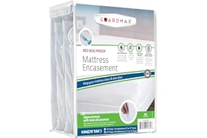 Guardmax Jersey Knitted King Zippered Mattress Encasement - Waterproof & Bed Bug Proof Mattress Protector - Comfortable, Soft, and Noiseless Zippered Bedding - Dust Mite Proof (78 x 80 x 12)
