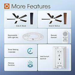 addlon Ceiling Fans with Lights, 52 inch Flush