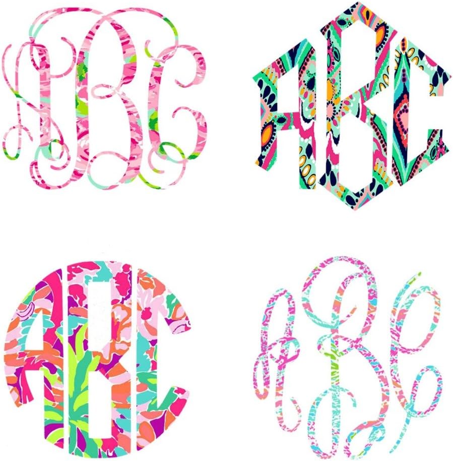 Lilly Print Inspired Vinyl Decal Monogram - Pick Your Pattern, Monogram Style and Size (2.5")