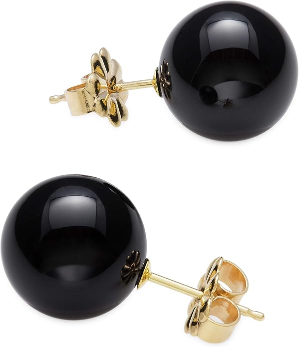 14kt Yellow Gold 10mm Black Onyx Stud Earrings Clothing