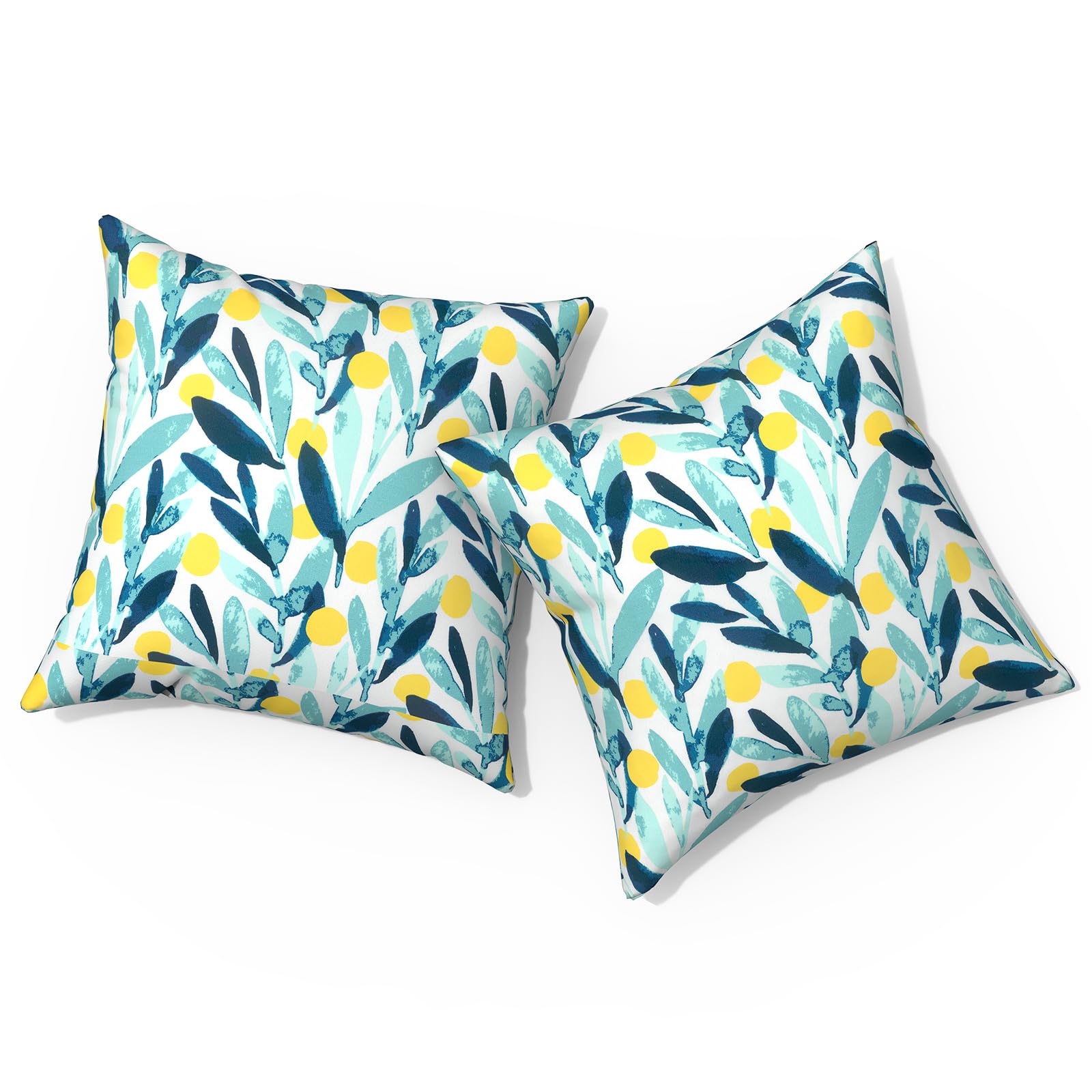 TWLEAR Outdoor Pillows for Patio Furniture 18x18 inch, Square Outdoor Throw Pillows with Inserts, Decorative Toss Pillows for Garden Couch Home Sofa Office Chair, Pack of 2, Leaves Multi Image TWLEAR Outdoor Pillows for Patio Furniture 18x18 inch, Square Outdoor Throw Pillows with Inserts, Decorative Toss Pillows for Garden Couch Home Sofa Office Chair, Pack of 2, Leaves Multi Image