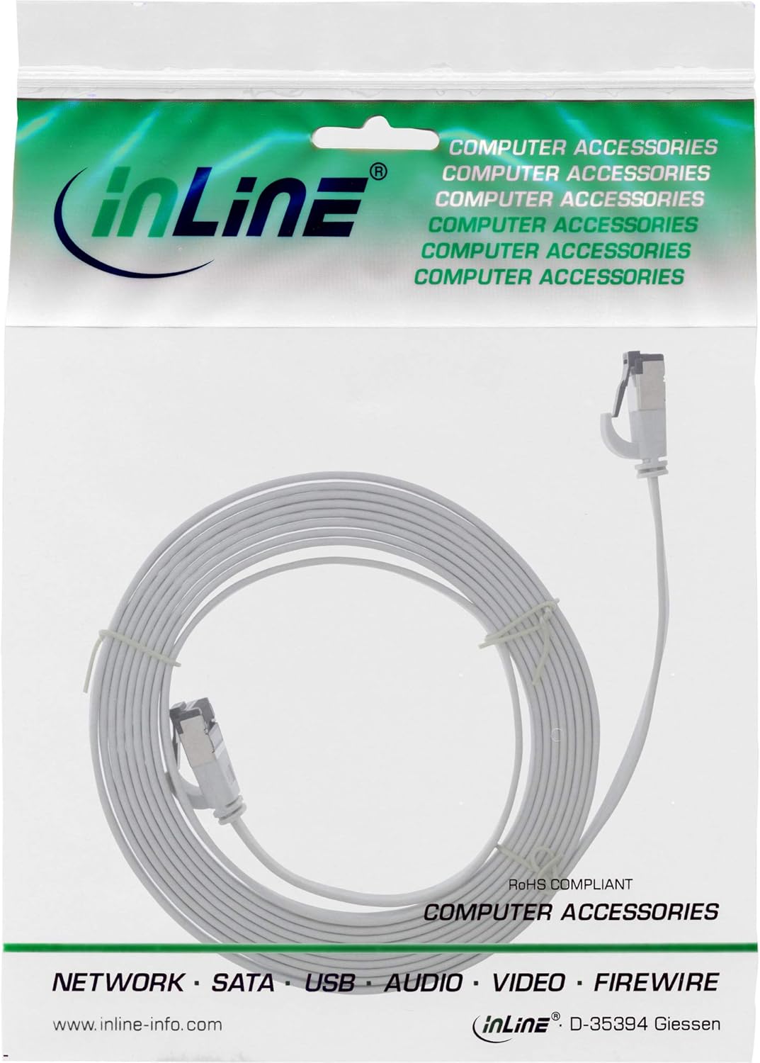 InLine® Flat Patch Cable U/FTP Cat.6A TPE Halogen- Grey 5 m - Image 3