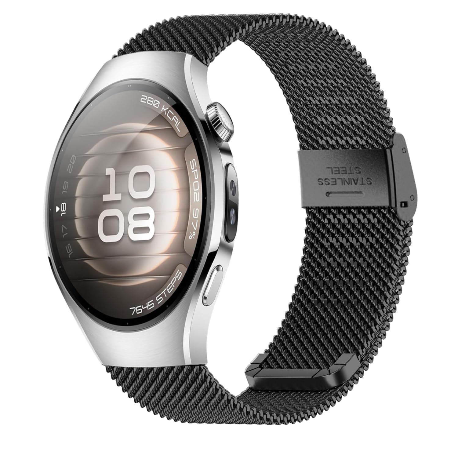 KoGiio 18 mm Metal Strap Compatible with Huawei Watch 5 42mm / GT 5 41mm / GT 4 41mm / Huawei Watch GT 5 Pro 42mm, Replacement Bracelet Black