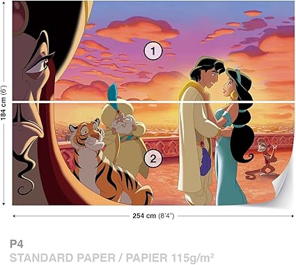 ディズニープリンセスジャスミンaladdinwall Muralフォト壁紙部屋飾り 2448ws Xl 254cm X 184cm 壁装用具 Amazon