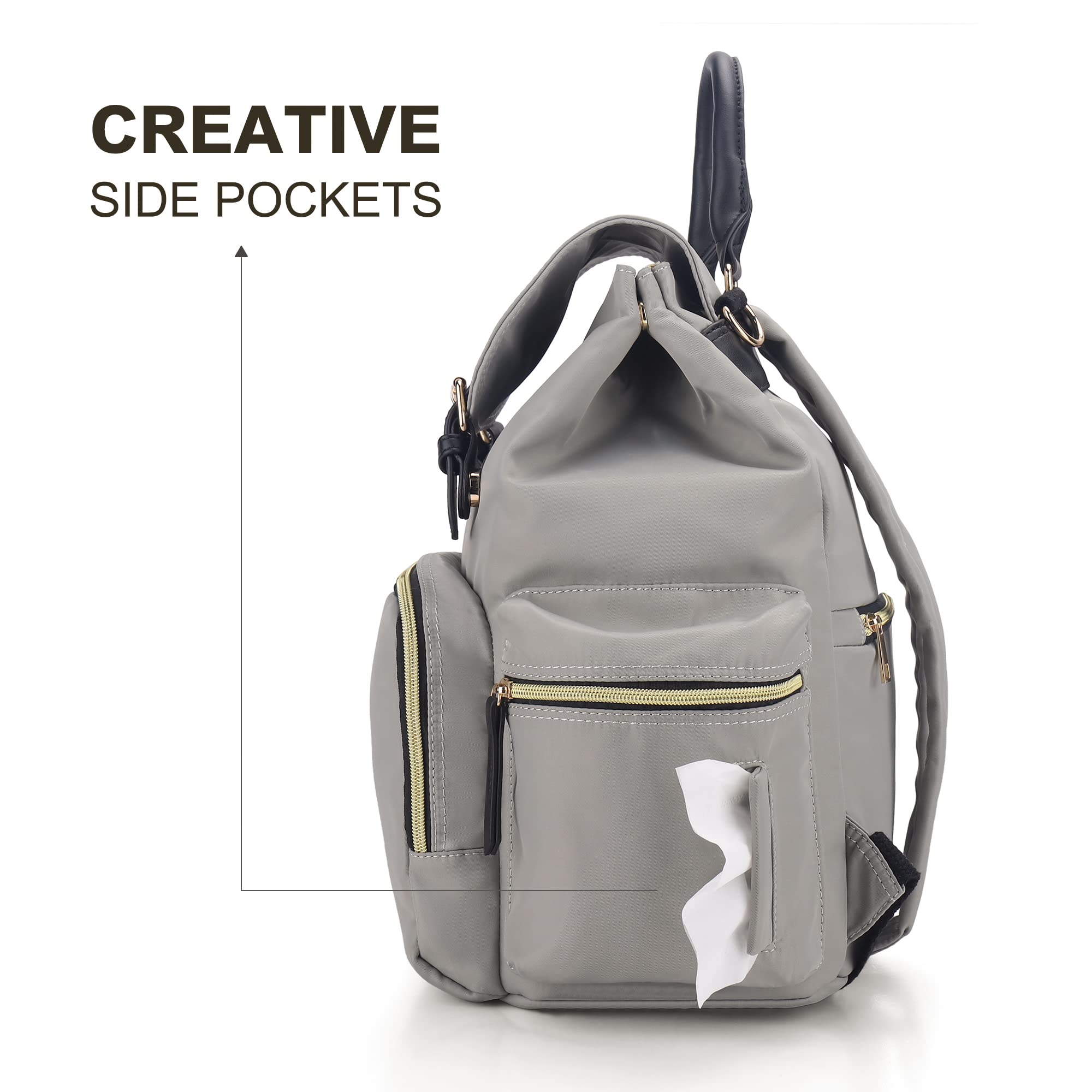 VS VOGSHOW Diaper Bag Backpack, Multifunction Stylish Travel Baby Bag Backpack with Crossbody Strap, Maternity Nappy Bag