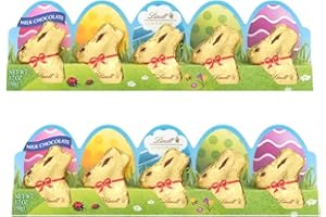 Lindt Mini Gold Bunnies - Milk Chocolate Bunnies - Pack of 2-10 Total Bunnies - Smiling Sweets - Gold Foil Wrapped Bunnies - Great for Easter Baskets and For Sharing with Loved Ones