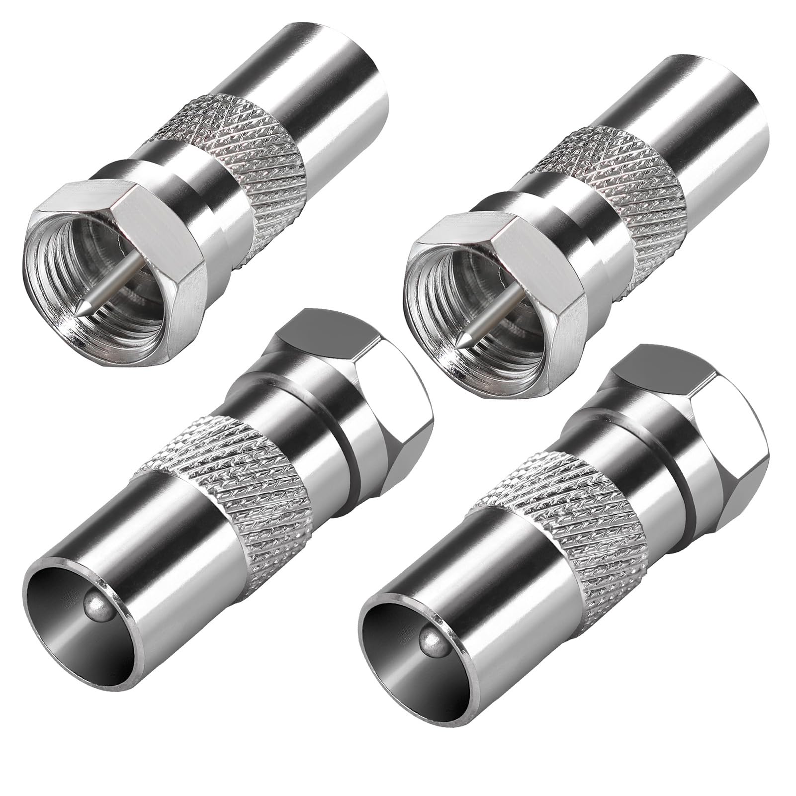 TUOLNK 4 PCS F Male to TV Male RF Coaxial Adapter Kit for TV Antenna,Satellite, Router, Modem, Audio/Video Equipment