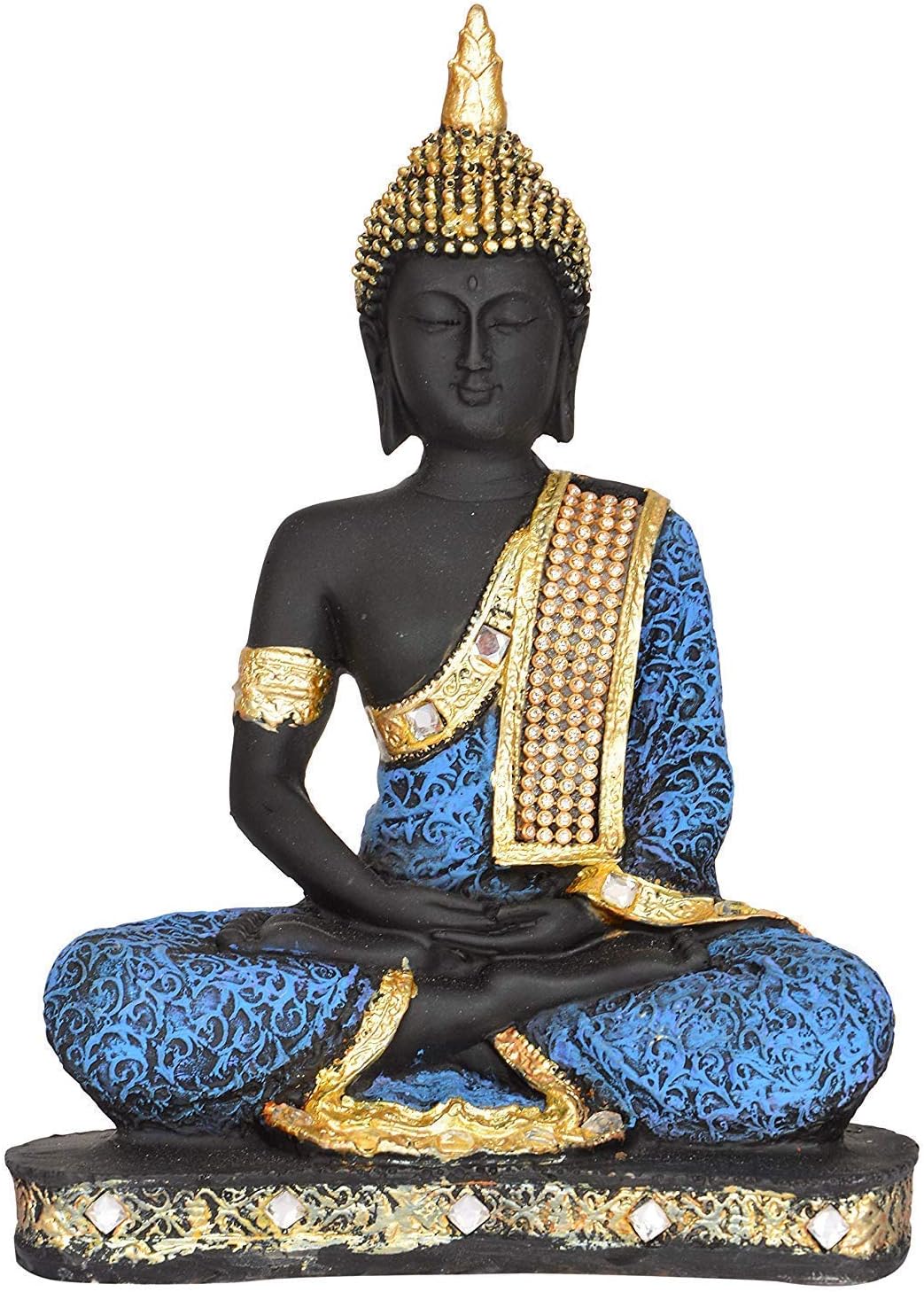 Meditating Sitting Buddha Idol Statue Showpiece Home Decor Blue, 24 x 18.5 cm