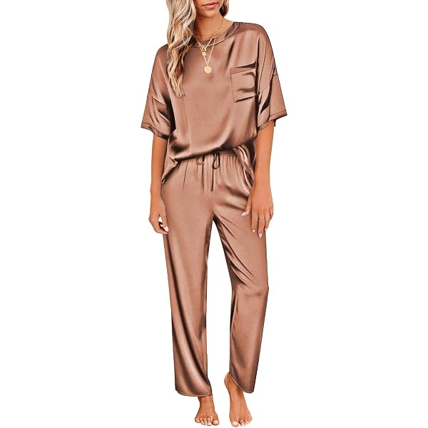 CoMiracle Journey Women's Silk Satin Pajama Set - Long Sleeve Button-Down Top & Pants, French Butterfly Design - View #3