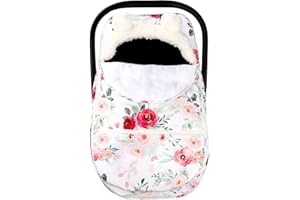 TANOFAR Car Seat Covers for Babies Winter, Flower Carseat Cover Girls, Zipped Cozy & Warm Cover, Universal, Ultra-Soft Breathable, Removable Design Infant Car Seat Canopy
