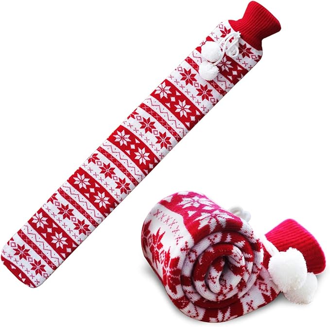 2L Long Hot Water Bottle with Super Soft Fabric Knitted Cover Hot Water