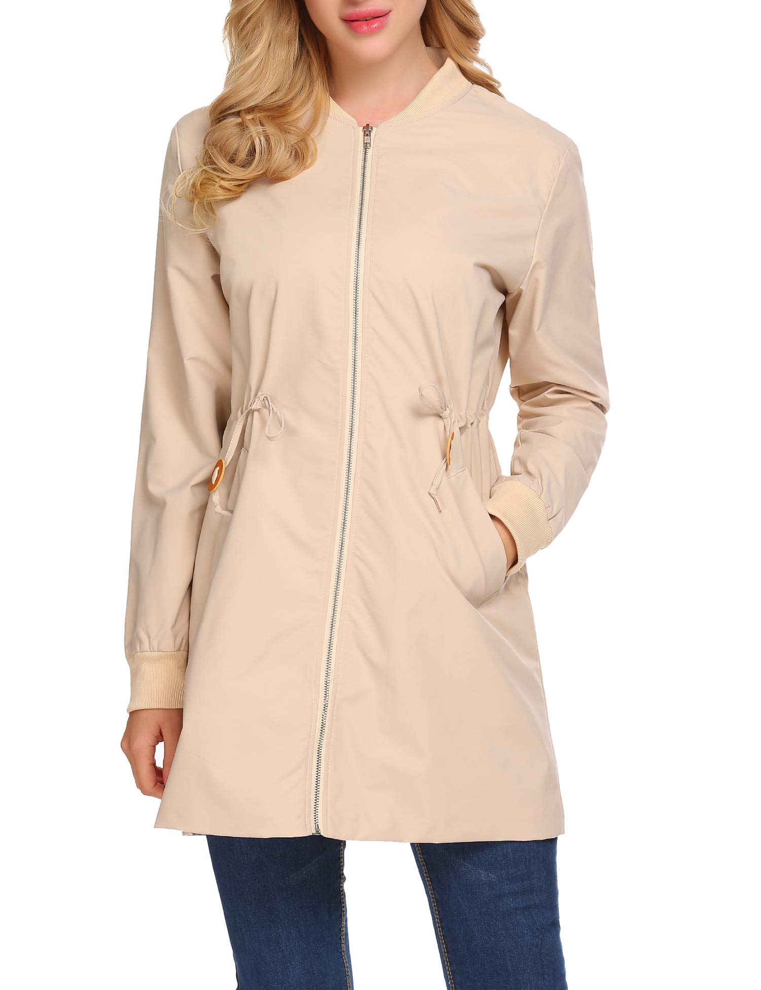 ELESOL Women\'s Military Anorak Utility Classic Safari Zipper Jacket with Pockets Khaki/S