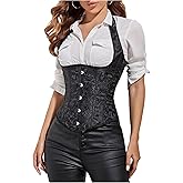 Floerns Women's Lace Up Halter Bustier Tops Floral Graphic Curved Hem Backless Party Date Night Corset Top