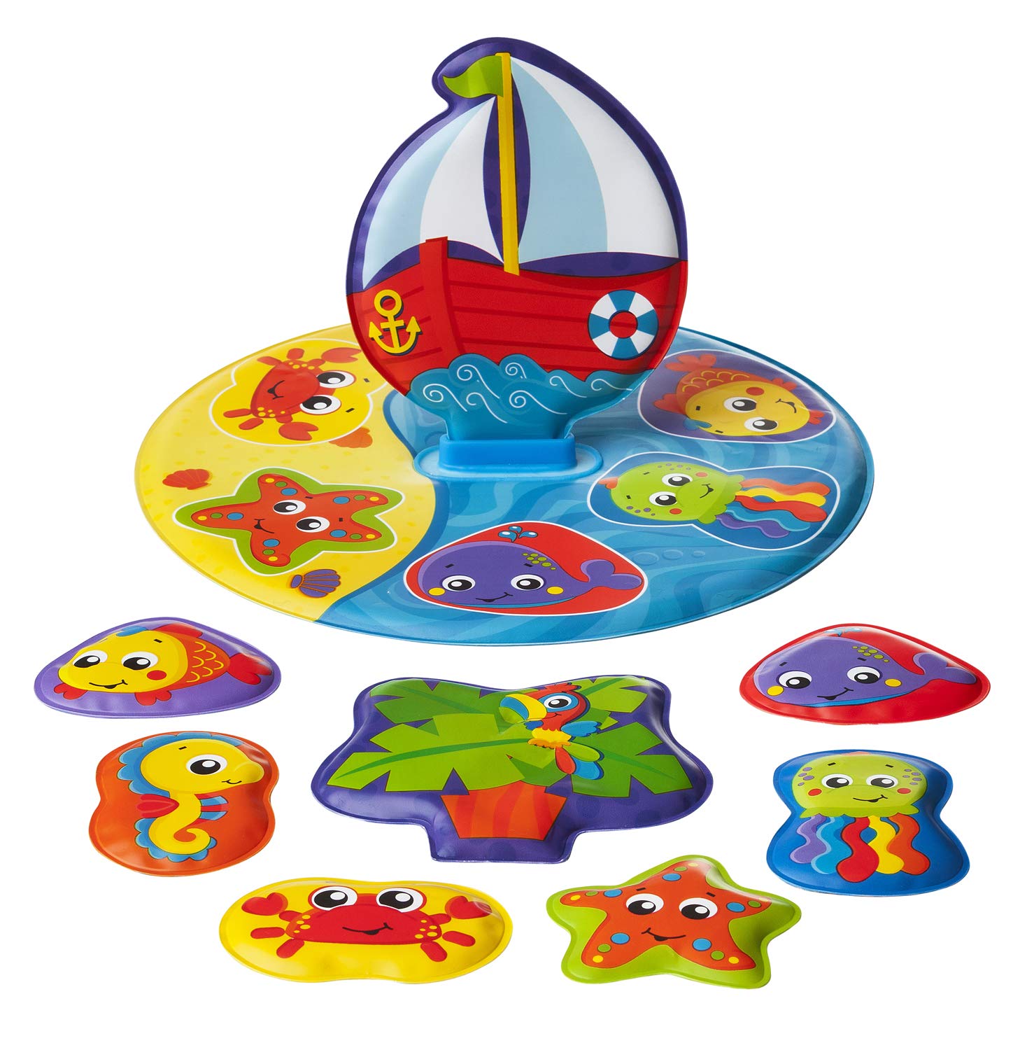 Playgro Bath Puzzle, 9 Pieces, With colourful animal designs, From 6 Months, BPA-free, Size: 25 x 25 cm, Floaty Boat Bath Puzzle, Multicoloured, 40172 โ image 1