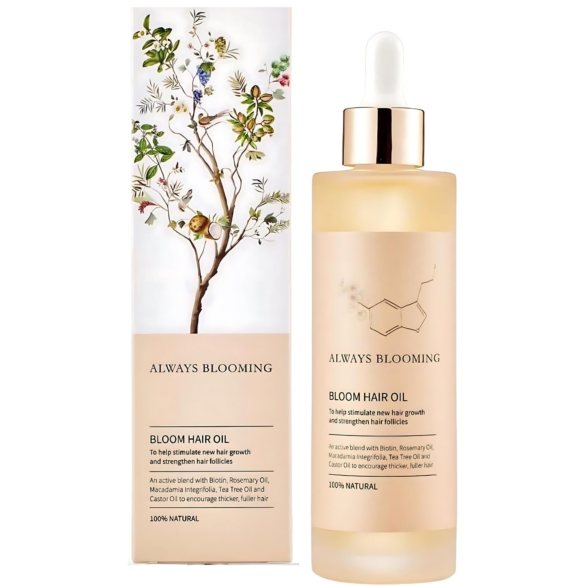 Hair Growth Oil - Organic, Natural & Veganic - Mix Of Castor, Coconut, Peppermin, Tea Tree & Rosemary Oils For Hair Growth - Designed to Repair Damaged Hair & Boost Thickness