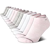 Tommy Hilfiger Womens No Show Socks - 12 Pack Lightweight Athletic Performance Cushioned Low Cut Running Socks for Women