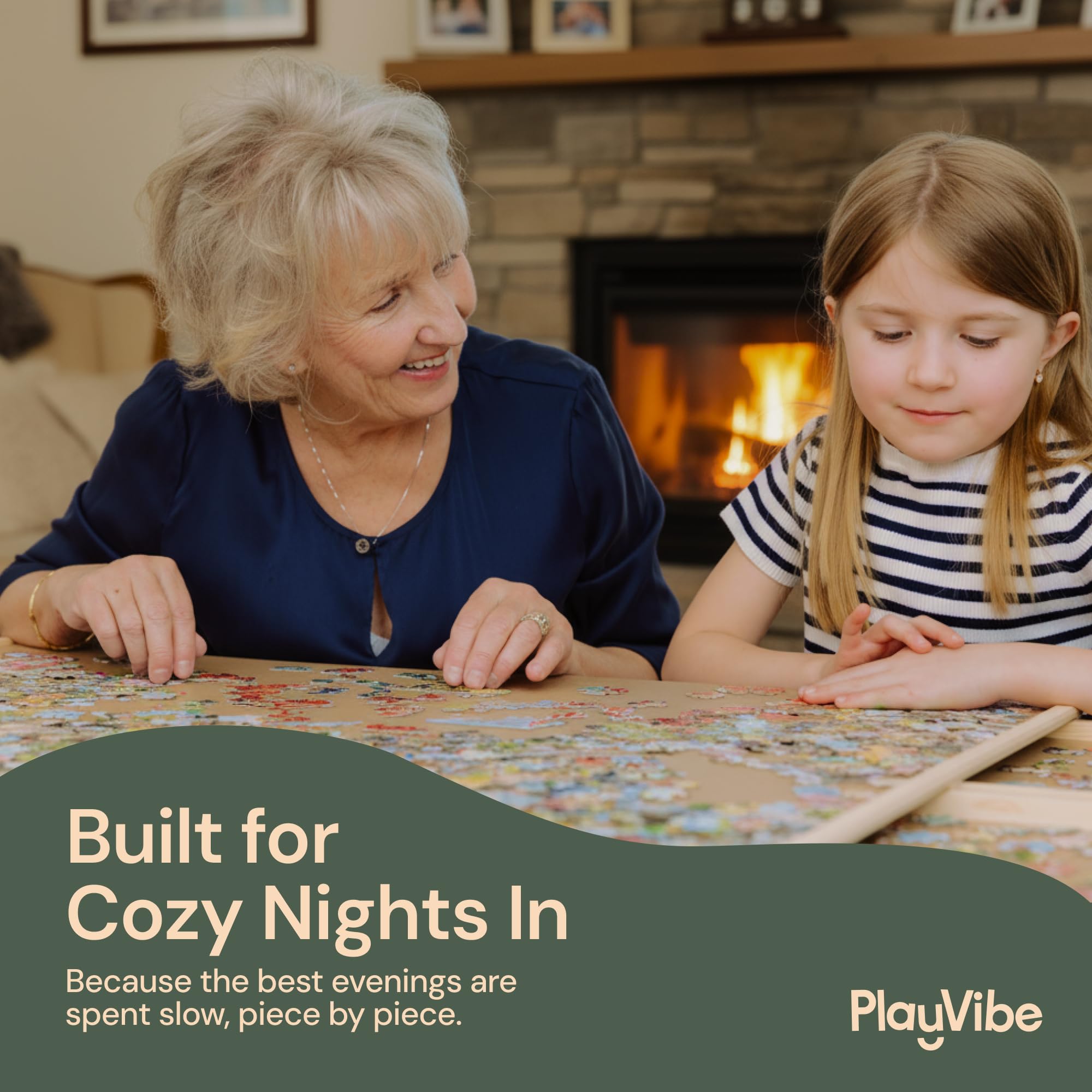 PlayVibe 1500 Piece Puzzle Board with Drawers and Cover - Jigsaw Solve Station - Portable Puzzle Table with Drawers, Tray & Accessories - Raised Edges to Prevent Slipping