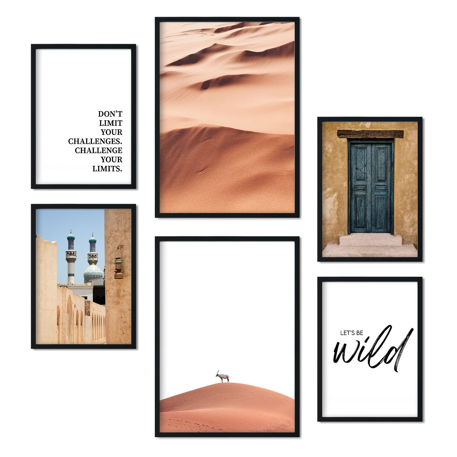 Nacnic - Set of 6 Morocco Desert Pictures - Photography-style Wall Art Prints for Interior Decoration - Wild Moroccan Country Images - A4 & A5 - Unframed