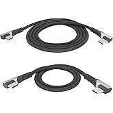HCFeng Type C Cable 3.1A USB C Charger Fast Charging USB C Cable Nickel Plated 90° Right Angle Nylon Braided USBC Cable Compatible Other USB C Devices (Black 2Pack) [3.3FT and 1.3FT]