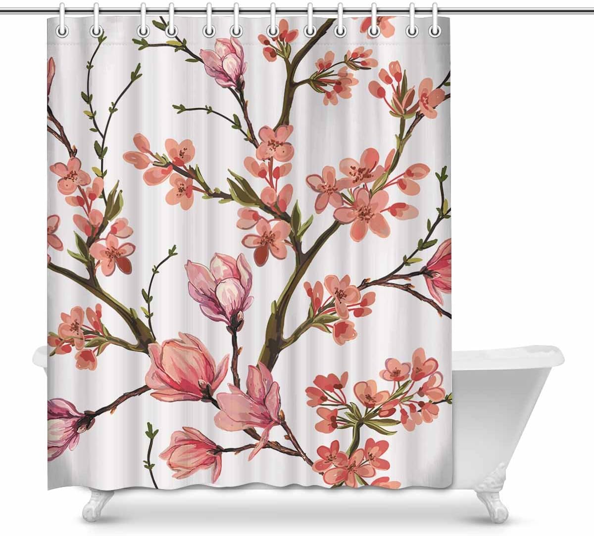 Amazon Com Interestprint Floral Pattern Tropical Japanese Flowers Home Bath Decor Magnolia Flowers Spring Branches Polyester Fabric Shower Curtain Bathroom Sets 60 X 72 Inches Home Kitchen