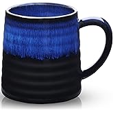 RELEDESA 25 Oz Extra Large Ceramic Coffee Mug with Big Handle, 700ml Oversized Tea Cup for Office and Home, Hot and Cold Drinking, Microwave and Dishwasher Safe, Handmade Glazed Texture (Starry Blue)