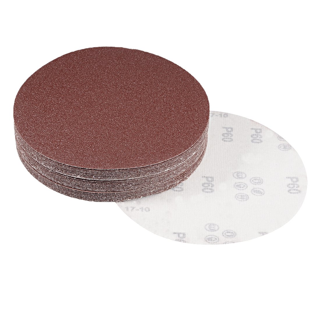 sourcingmap 30Pcs 7 inch Hook and Loop Sanding Disc 60 Grits Flocking Sandpaper for Random Orbit Sander Brown