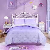 Wink Deer Twin Comforter Set with Sheets for Girls-5 Pieces Twin Bedding Sets with Purple Comforter, Sheets, Pillowcase & Sham for Kids (Purple Butterfly, 66" X 86")