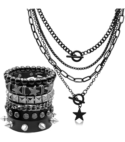 Amazon.com: Aswitnove 6 Pcs Punk Studded Bracelets Grunge Gothic